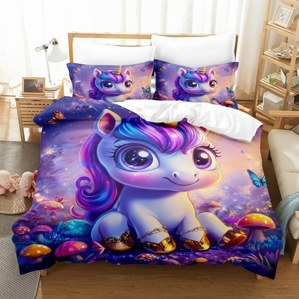 mushroom wonderland unicorn bedding - lifestyle