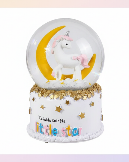 musical snow globe unicorn - white-bg