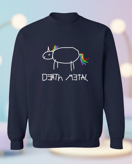 navy death metal unicorn sweater - lifestyle