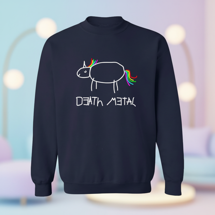 navy death metal unicorn sweater - lifestyle