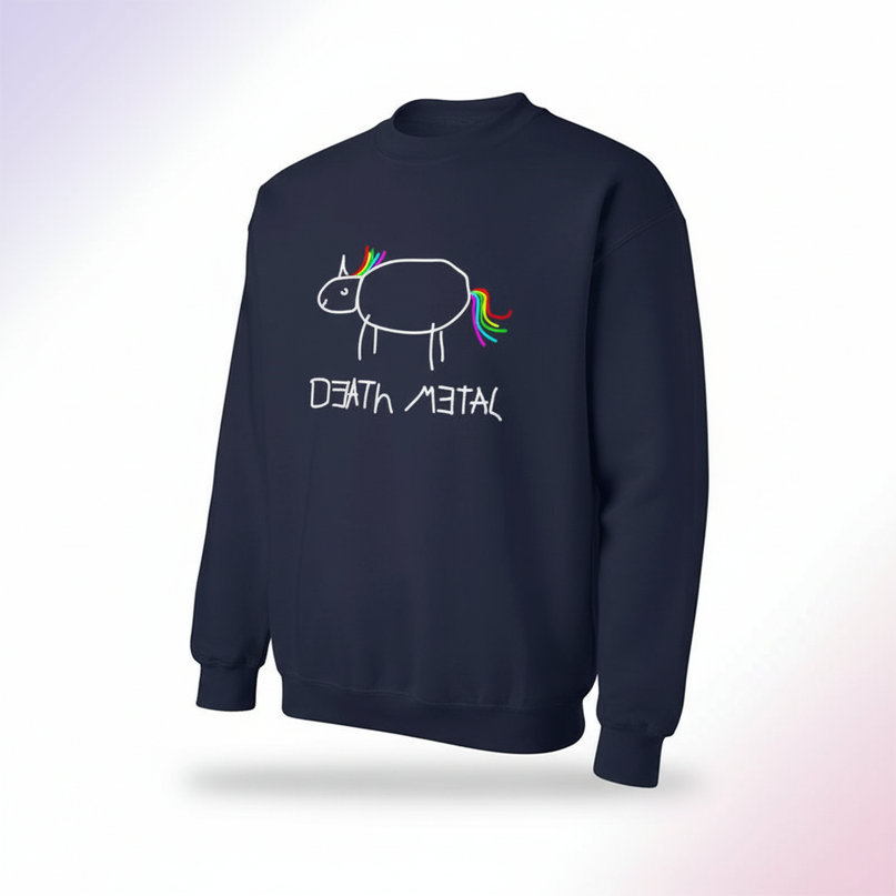 navy death metal unicorn sweater - white-bg