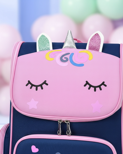 navy unicorn backpack girls - detail
