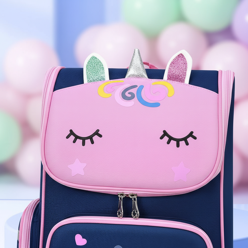 navy unicorn backpack girls - detail