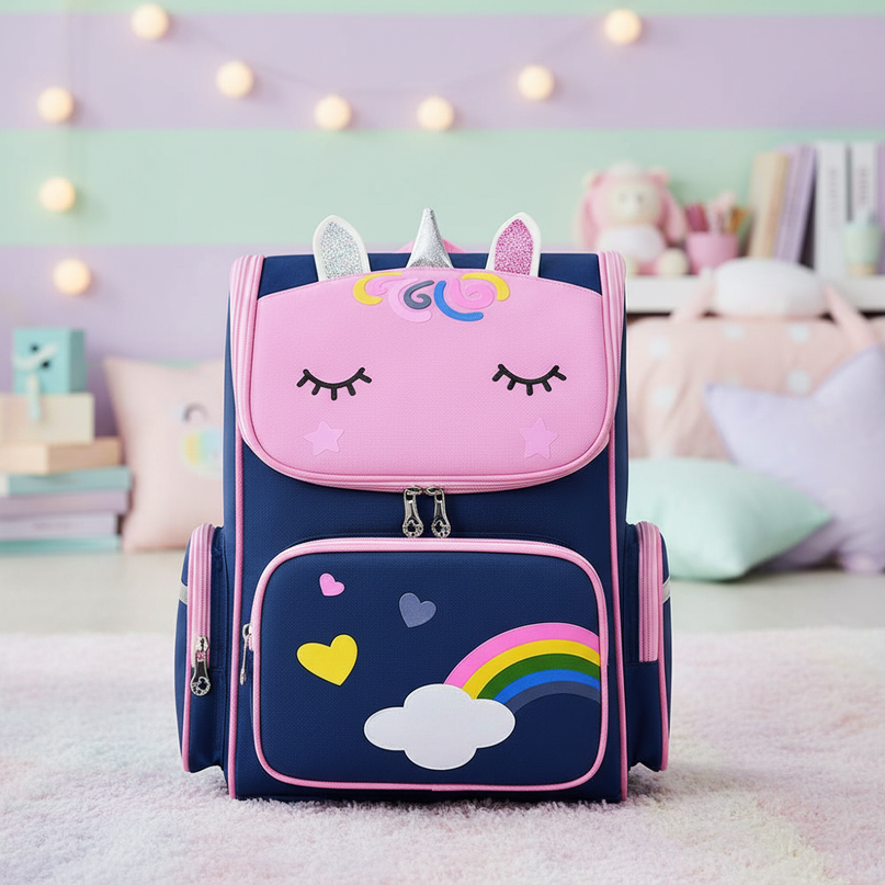 navy unicorn backpack girls - lifestyle