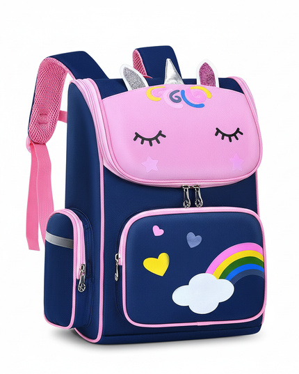 navy unicorn backpack girls - white-bg