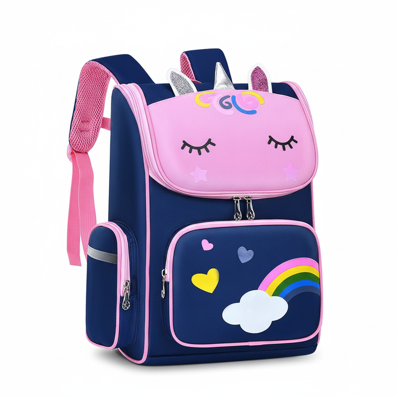 navy unicorn backpack girls - white-bg