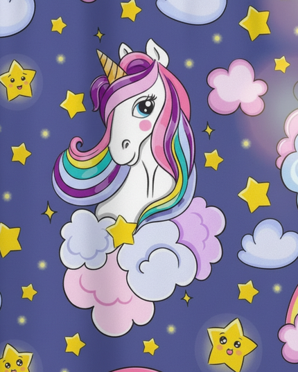 navy unicorn curtains - detail