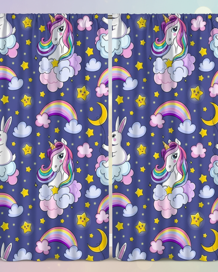 navy unicorn curtains - lifestyle