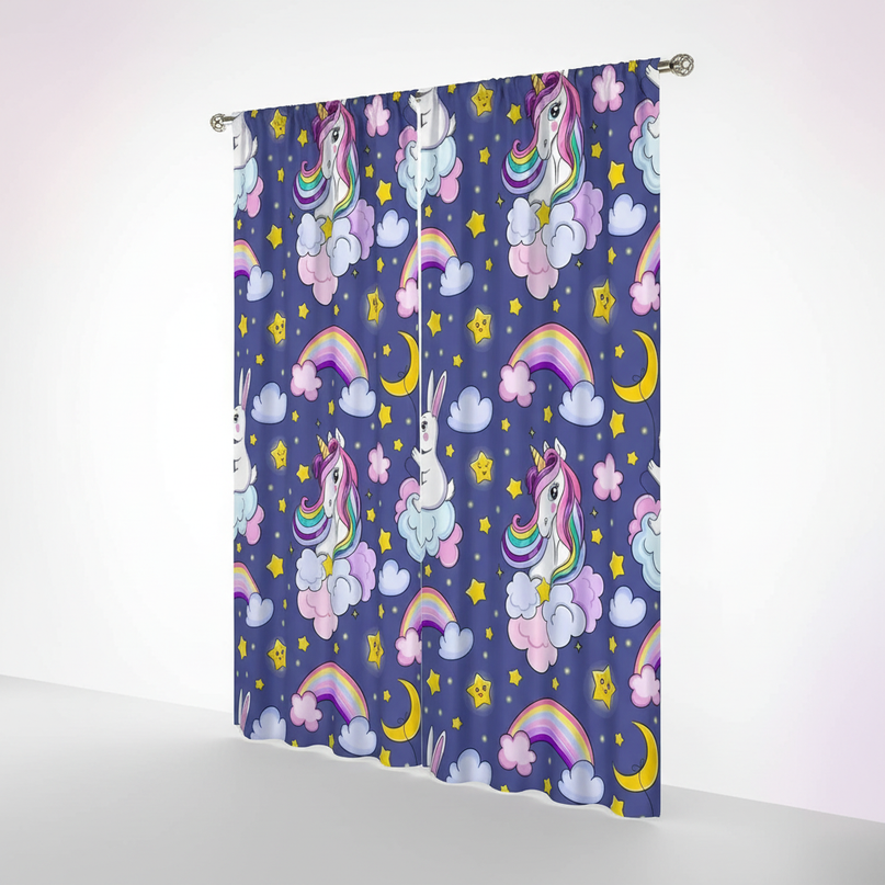 navy unicorn curtains - white-bg