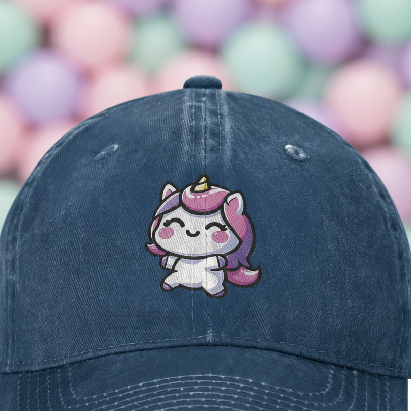 navy unicorn hat - detail