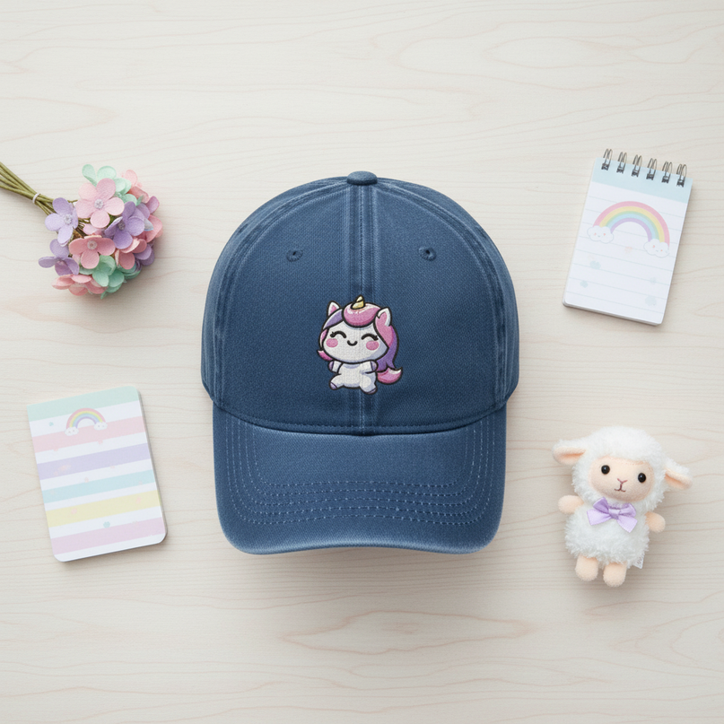 navy unicorn hat - flat-lay