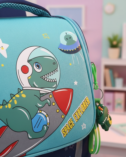 navy unicorn orthopedic school backpack - detail
