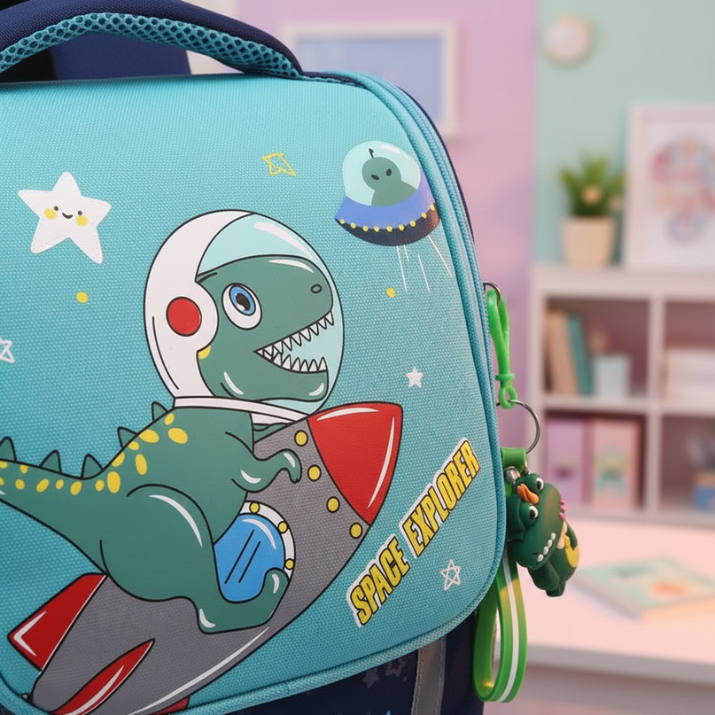 navy unicorn orthopedic school backpack - detail