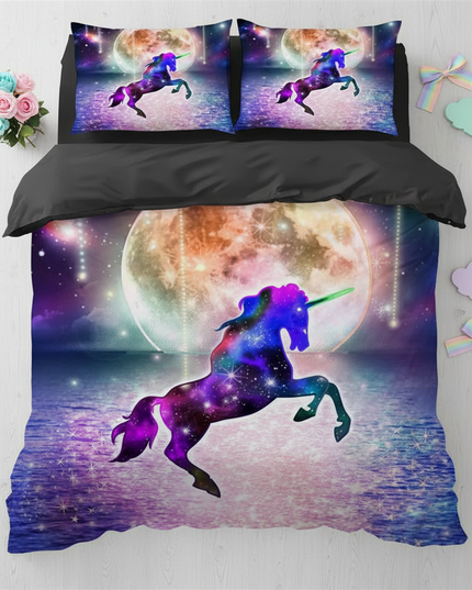 nebula unicorn bedding - flat-lay