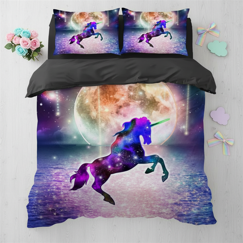 nebula unicorn bedding - flat-lay