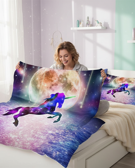 nebula unicorn bedding - in-use