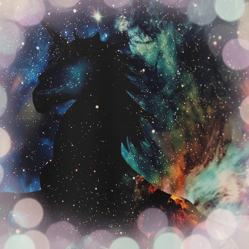 nebula unicorn shower curtain - detail