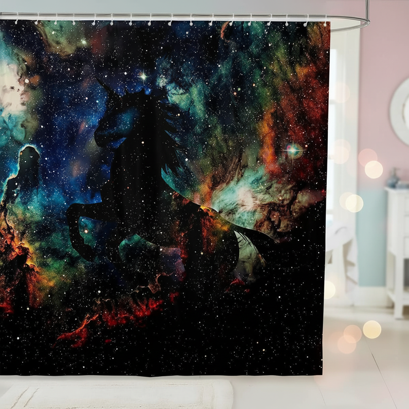 nebula unicorn shower curtain - lifestyle
