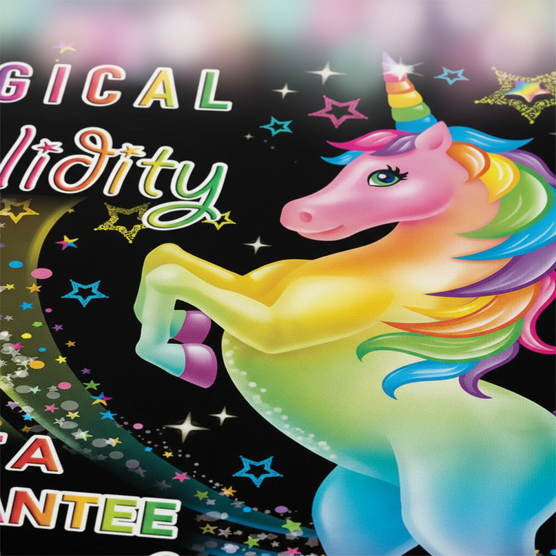 neon quote unicorn bedding - detail