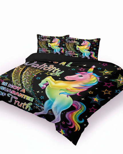 neon quote unicorn bedding - white-bg