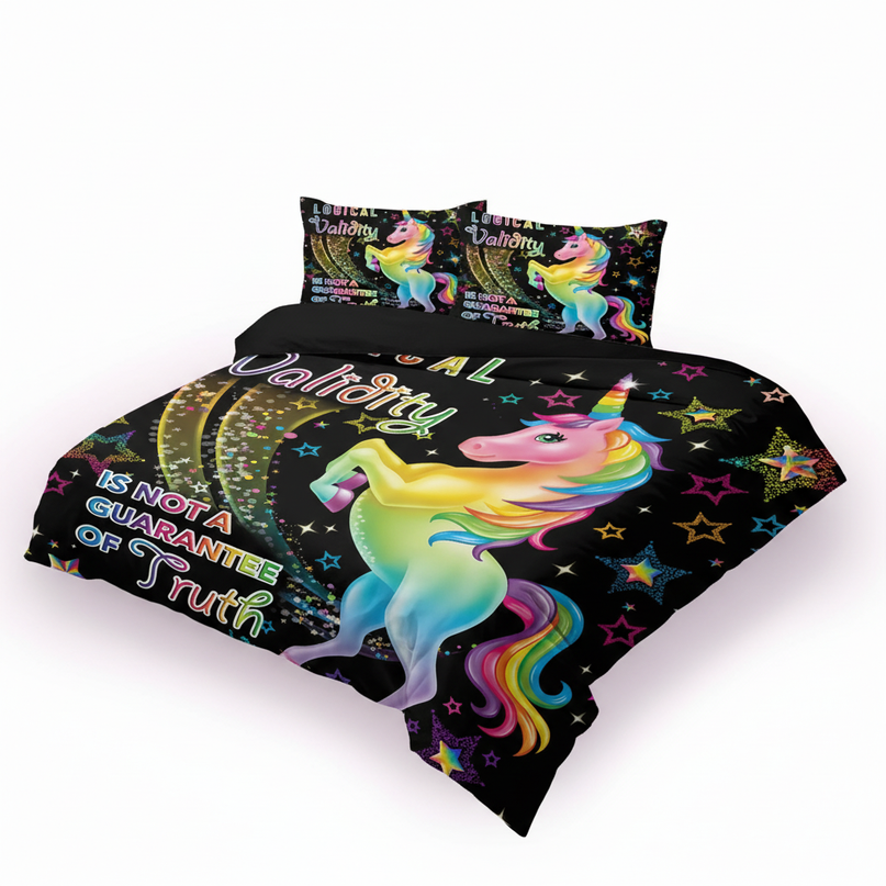 neon quote unicorn bedding - white-bg