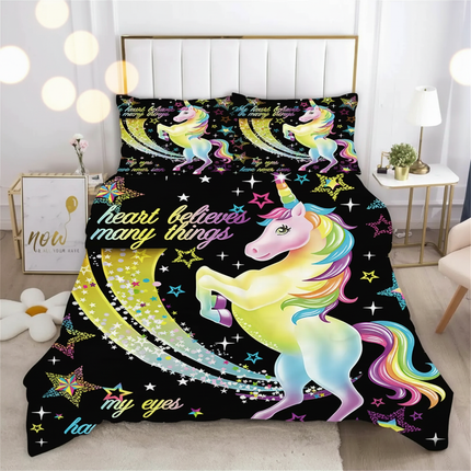 neon star trail unicorn bedding - lifestyle