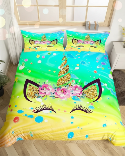 neon unicorn bedding - lifestyle