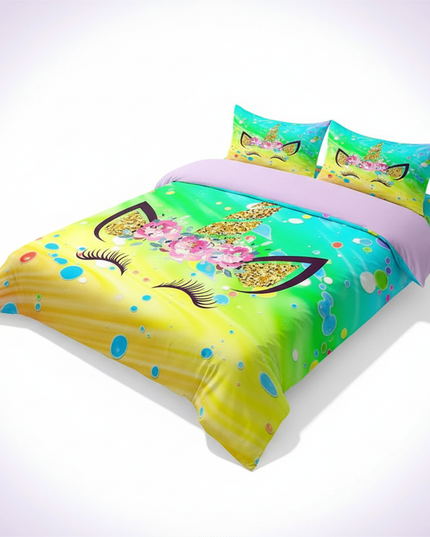 neon unicorn bedding - white-bg