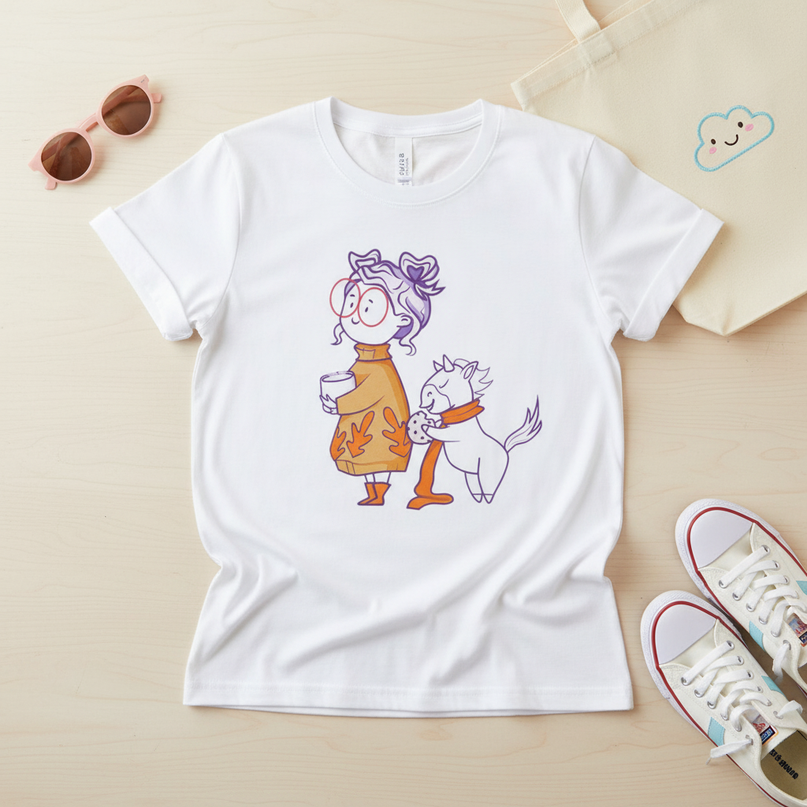 neon unicorn shirt - flat-lay