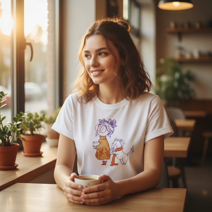 neon unicorn shirt - in-use