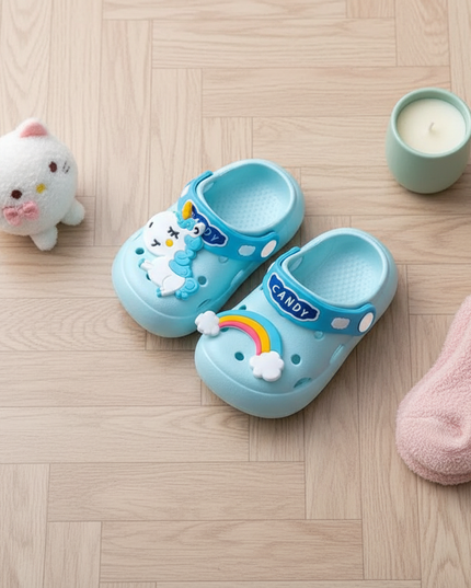 newborn unicorn slippers - flat-lay