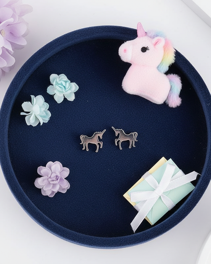 nickel free unicorn earrings - flat-lay
