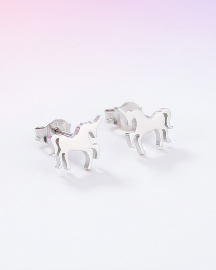 nickel free unicorn earrings - white-bg
