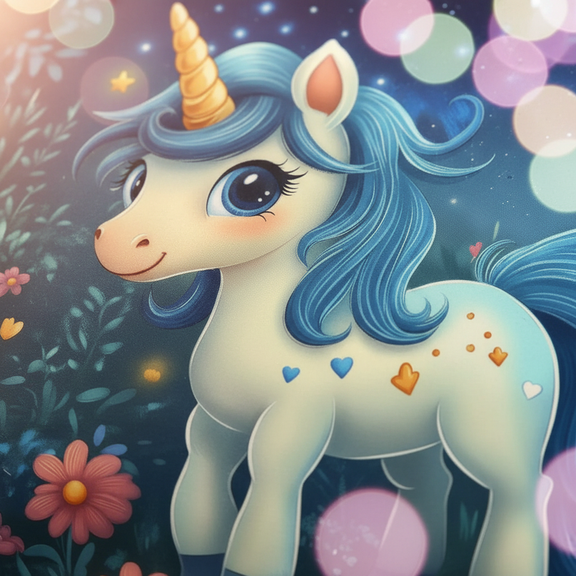 night garden unicorn bedding - detail