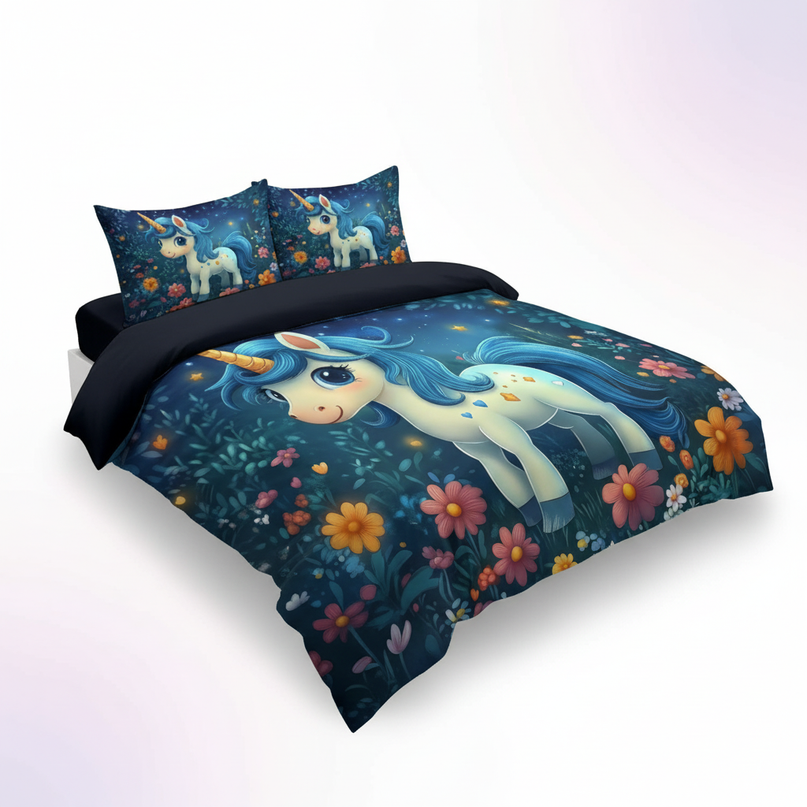 night garden unicorn bedding - white-bg