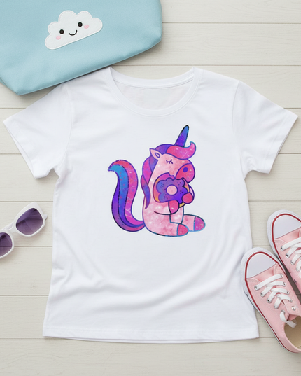 novelty unicorn shirt - flat-lay