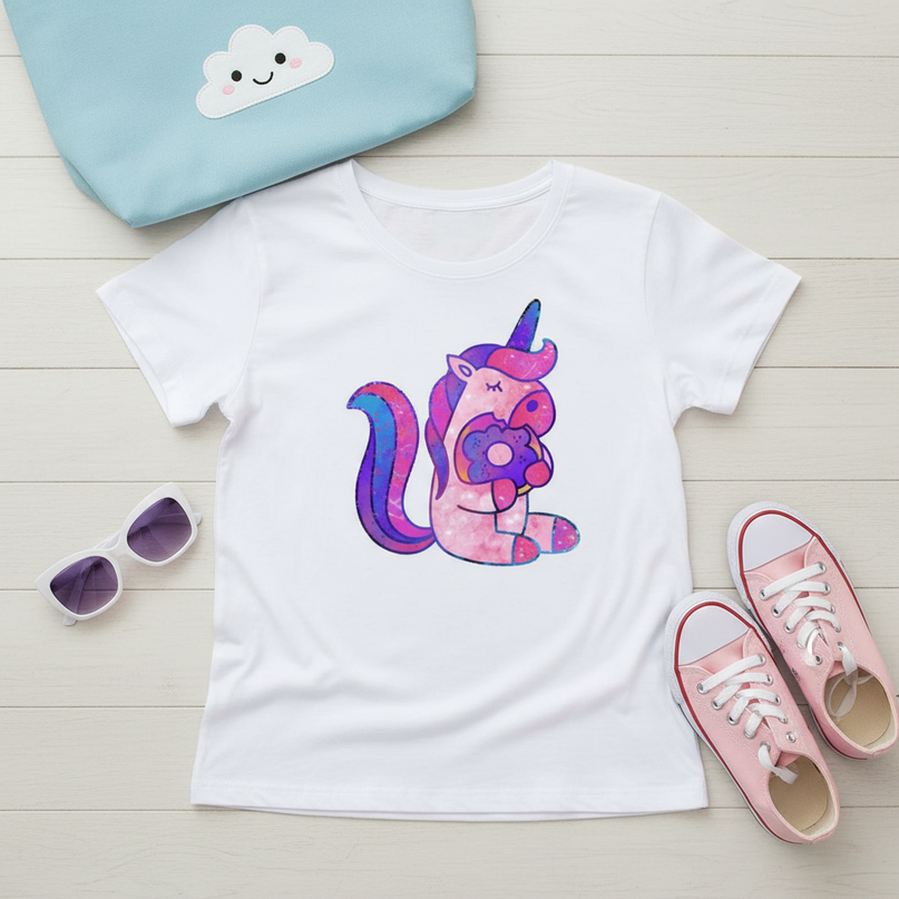 novelty unicorn shirt - flat-lay