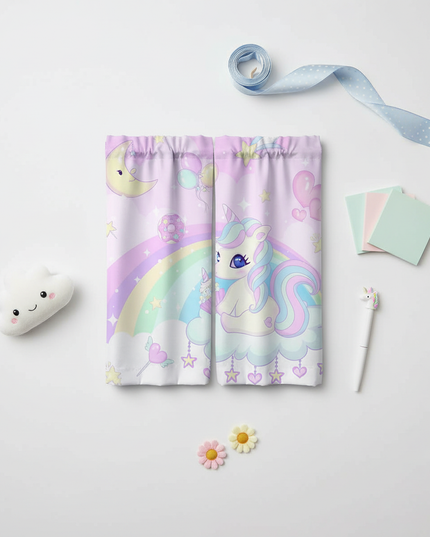 nursery unicorn curtains - flat-lay