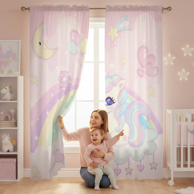 nursery unicorn curtains - in-use
