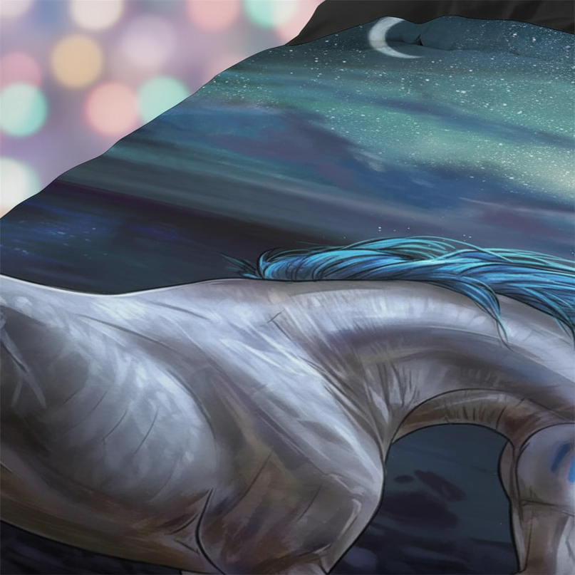 ocean moon unicorn bedding - detail