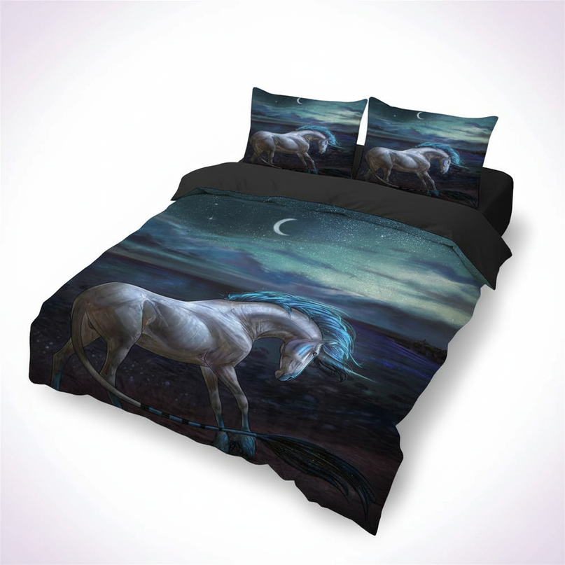 ocean moon unicorn bedding - white-bg