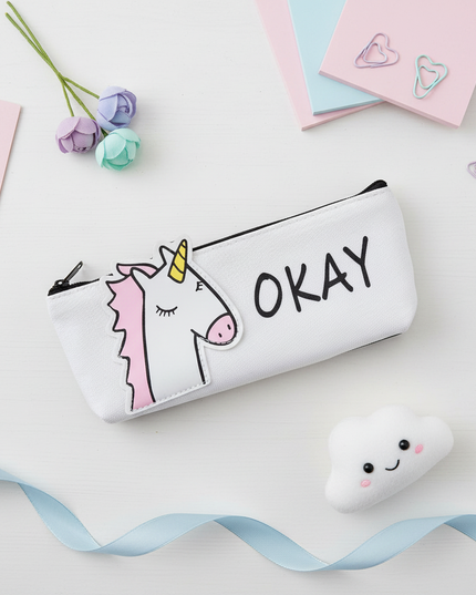 okay unicorn pencil case - flat-lay