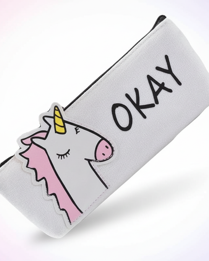 okay unicorn pencil case - white-bg