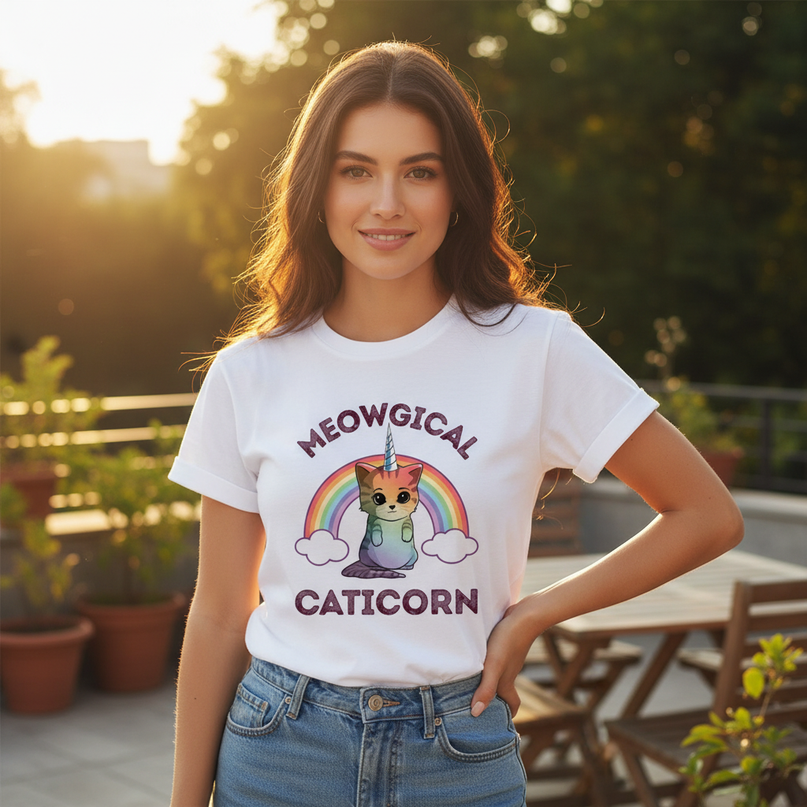 olive unicorn shirt - in-use