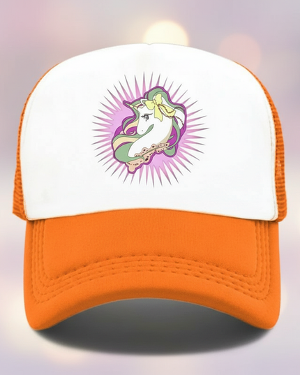 orange unicorn cap - lifestyle