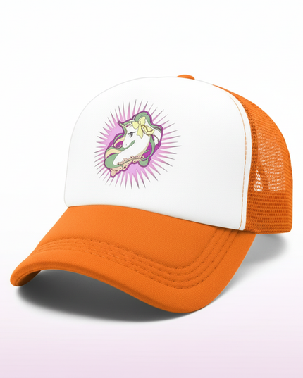 orange unicorn cap - white-bg