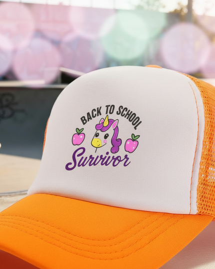 orange unicorn hat - detail