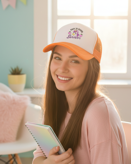 orange unicorn hat - in-use