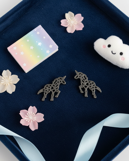 origami unicorn earrings - flat-lay