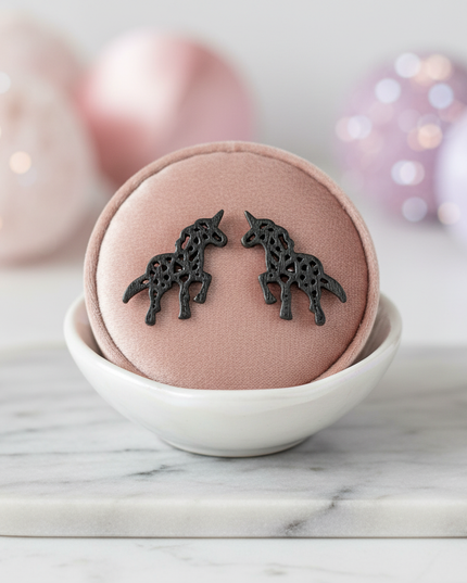 origami unicorn earrings - lifestyle